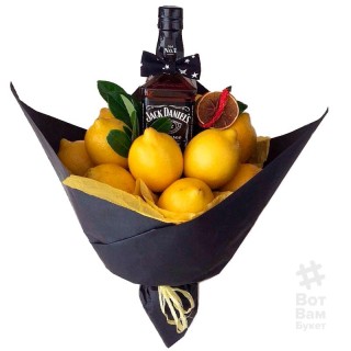 Мужской букет из лимонов и виски Джек Дениелс купить в Харькове